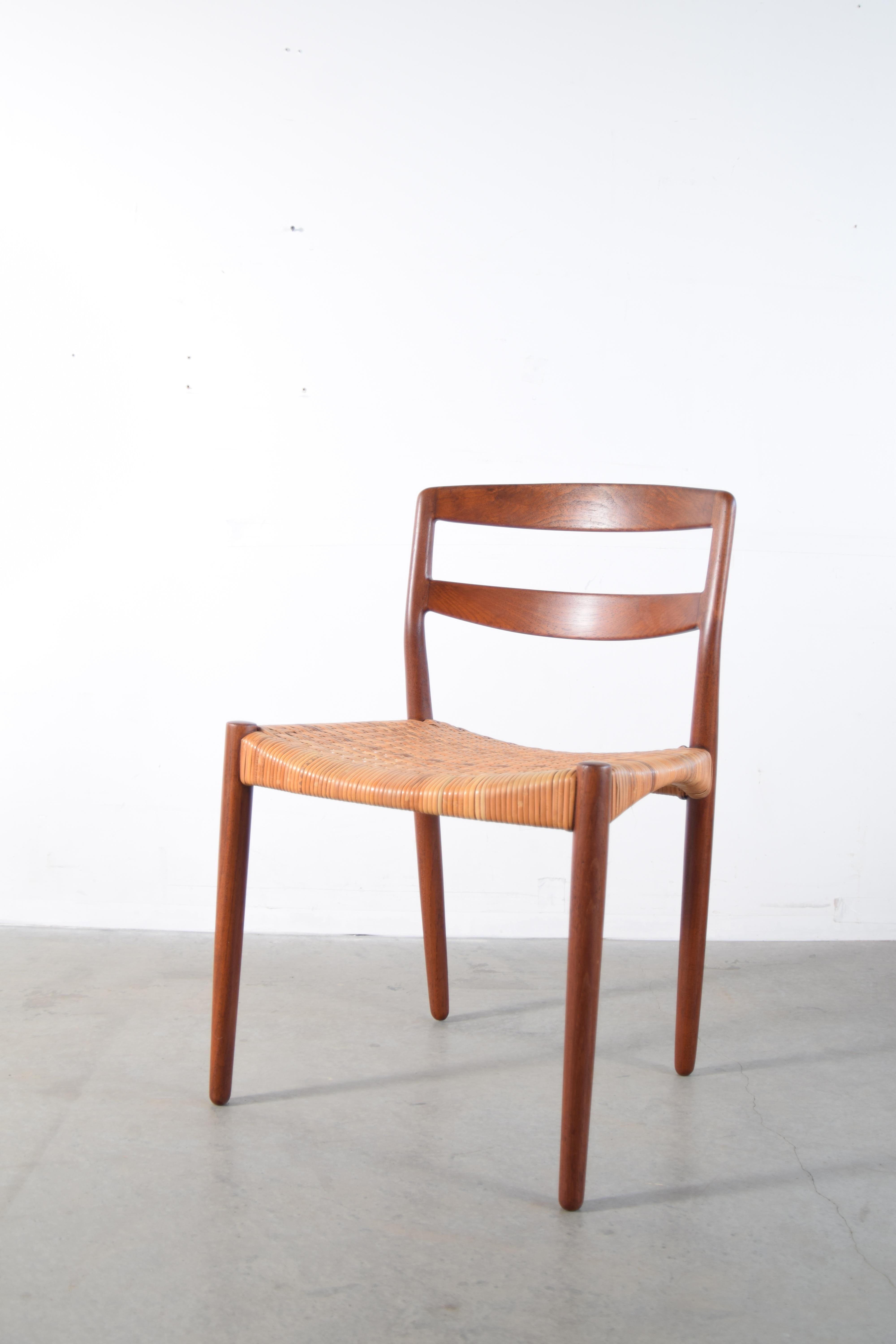 Pair of Ejner Larsen and Aksel Bender Madsen Teak and Cane Chairs For Sale 3