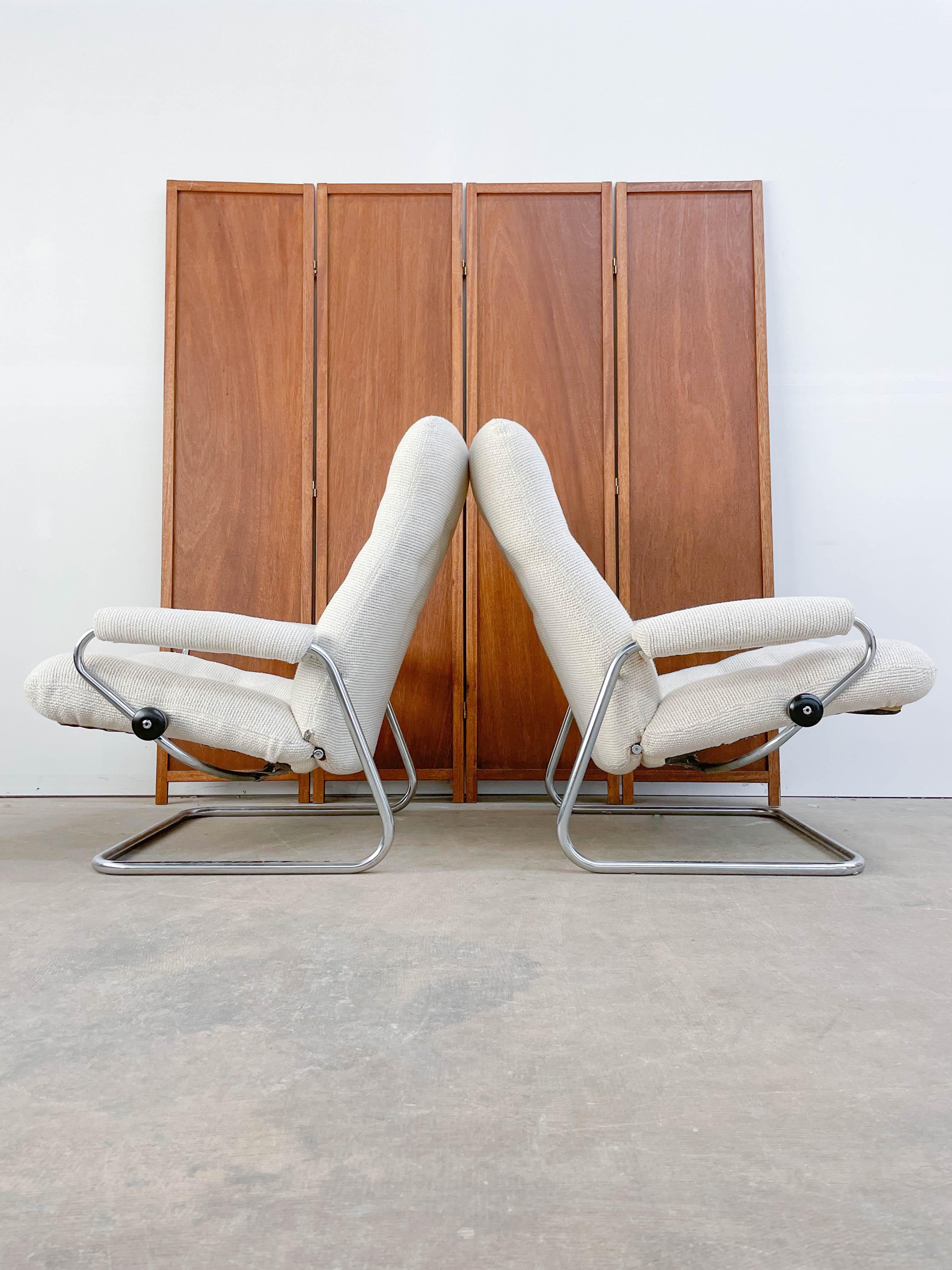 Mid-Century Modern Pair of Ekornes 1970s Recliners with Ottomans