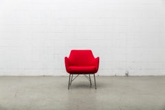 Pair of Mid-Century Ekselius Lounge Chairs for Pastoe, Red Upholstery, Chrome