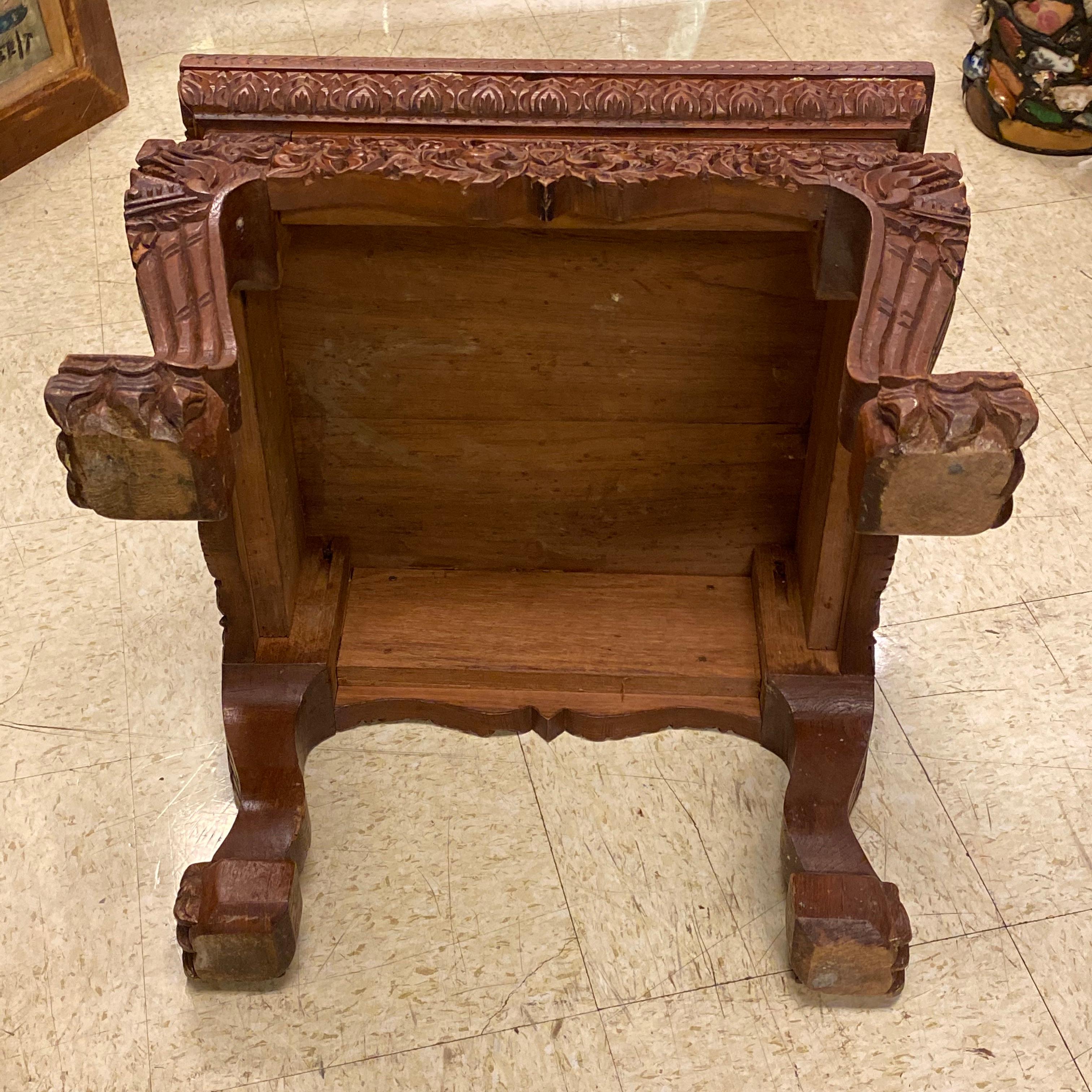 Chinoiserie Pair of Elaborate Asian Carved Wooden low  Stands For Sale