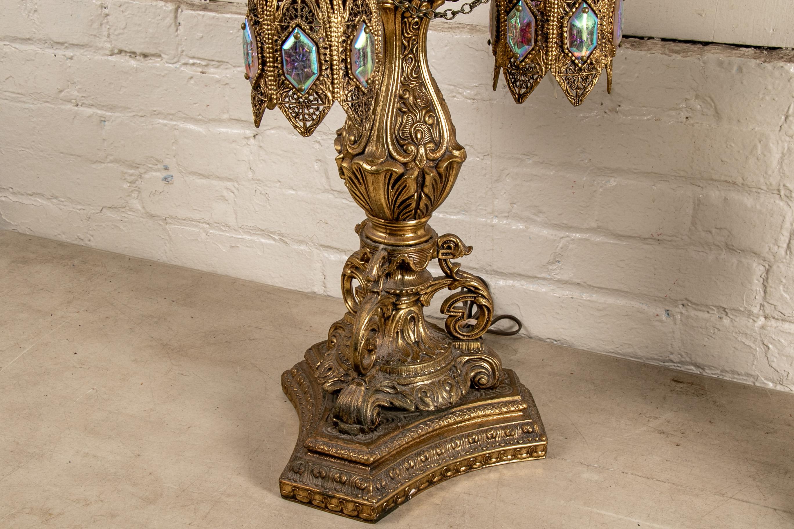 Brass Pair Of Elaborate Moroccan Style Lamps