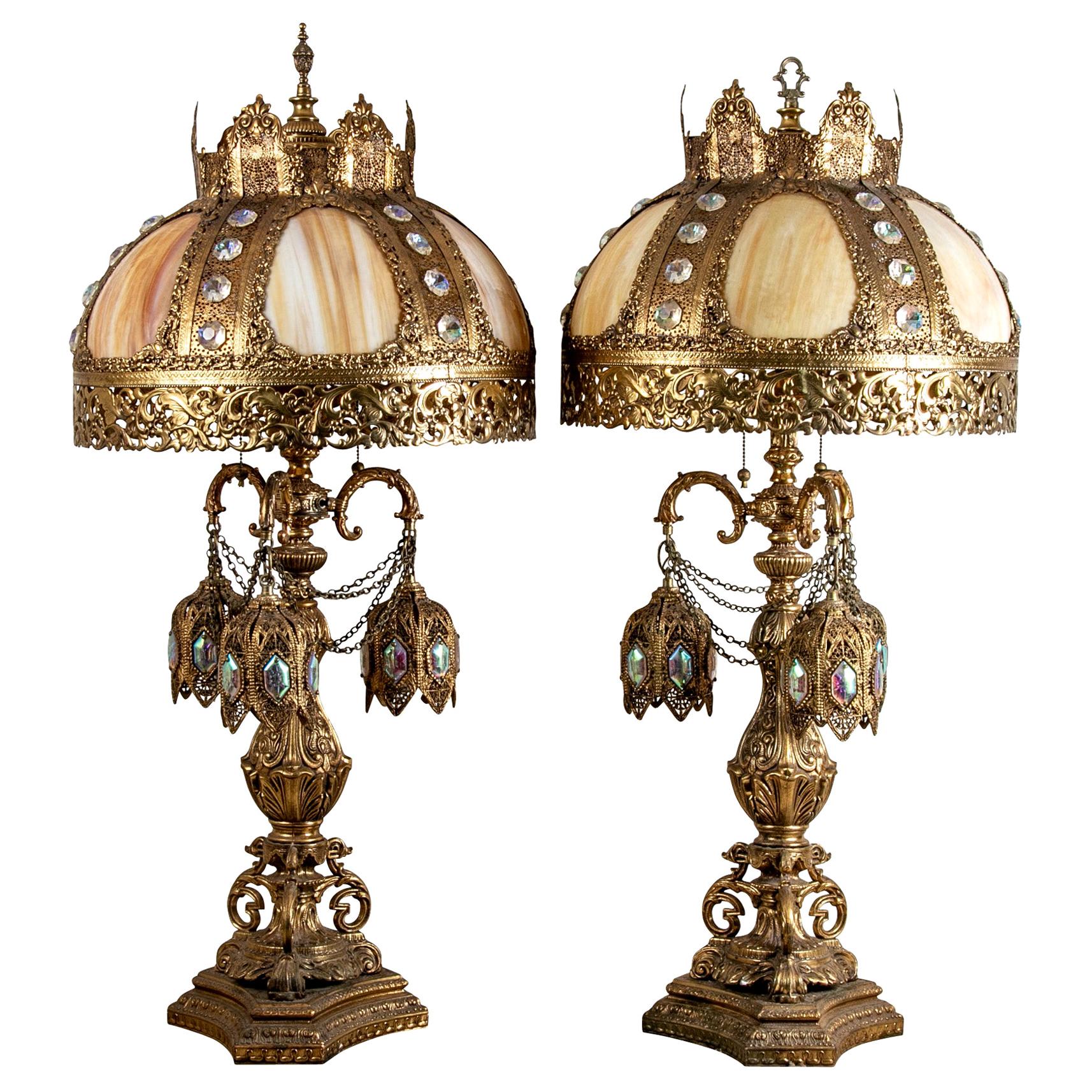 Pair Of Elaborate Moroccan Style Lamps