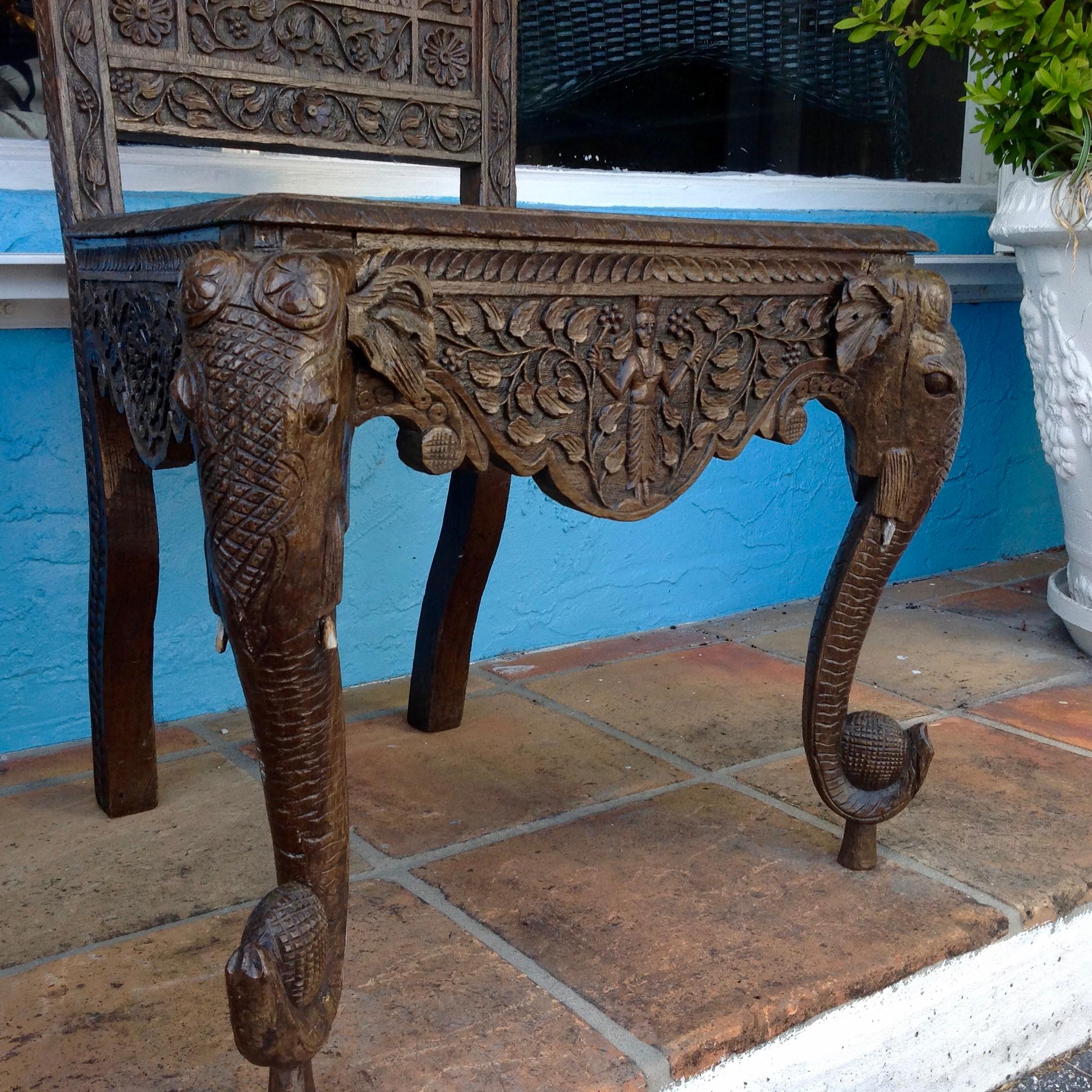 Pair of Elaborately Carved Anglo-Indian Side Chairs 4