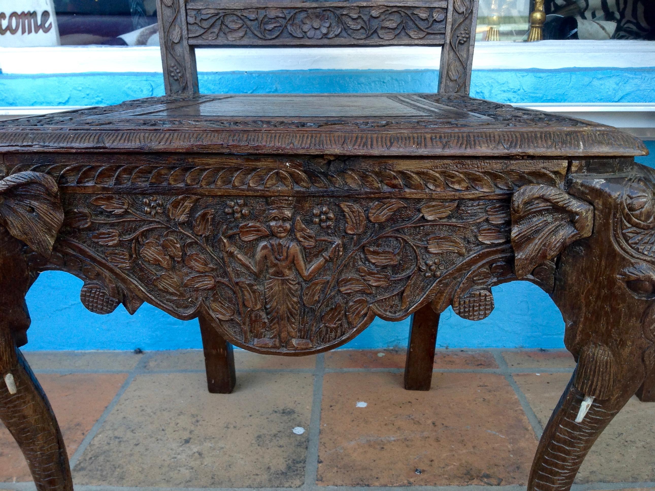 Pair of Elaborately Carved Anglo-Indian Side Chairs 5