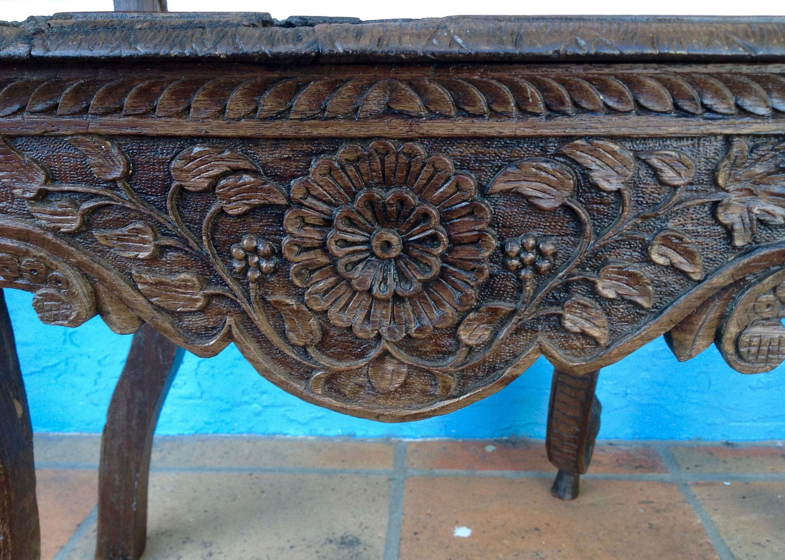 Pair of Elaborately Carved Anglo-Indian Side Chairs 6