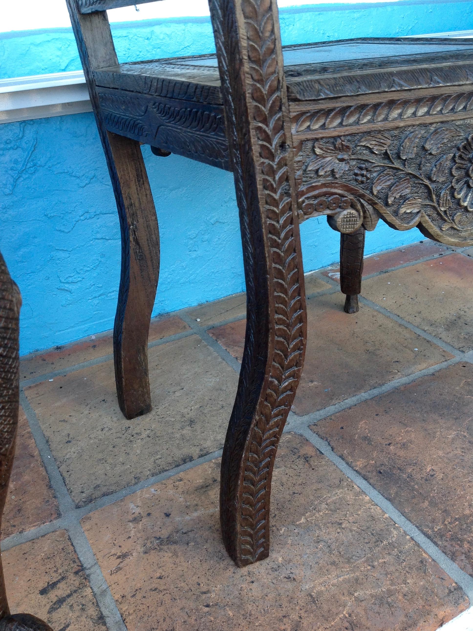 Pair of Elaborately Carved Anglo-Indian Side Chairs 7