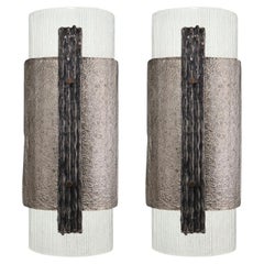 Pair of Elba Sconces in Murano Glass, Brutalist Style