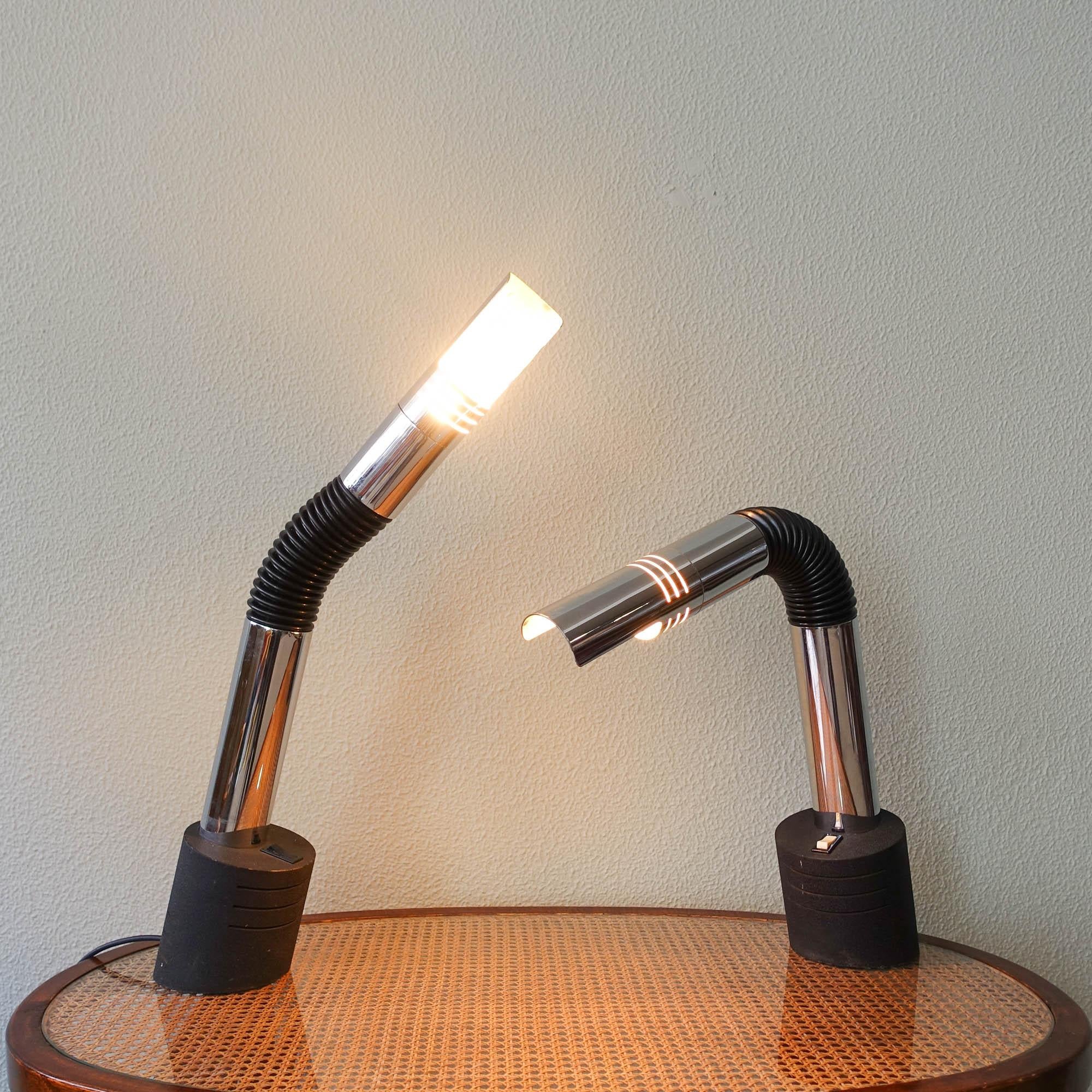 Metal Pair of “Elbow” Table Lamp by E. Bellini for Targetti Sankey, 1970s