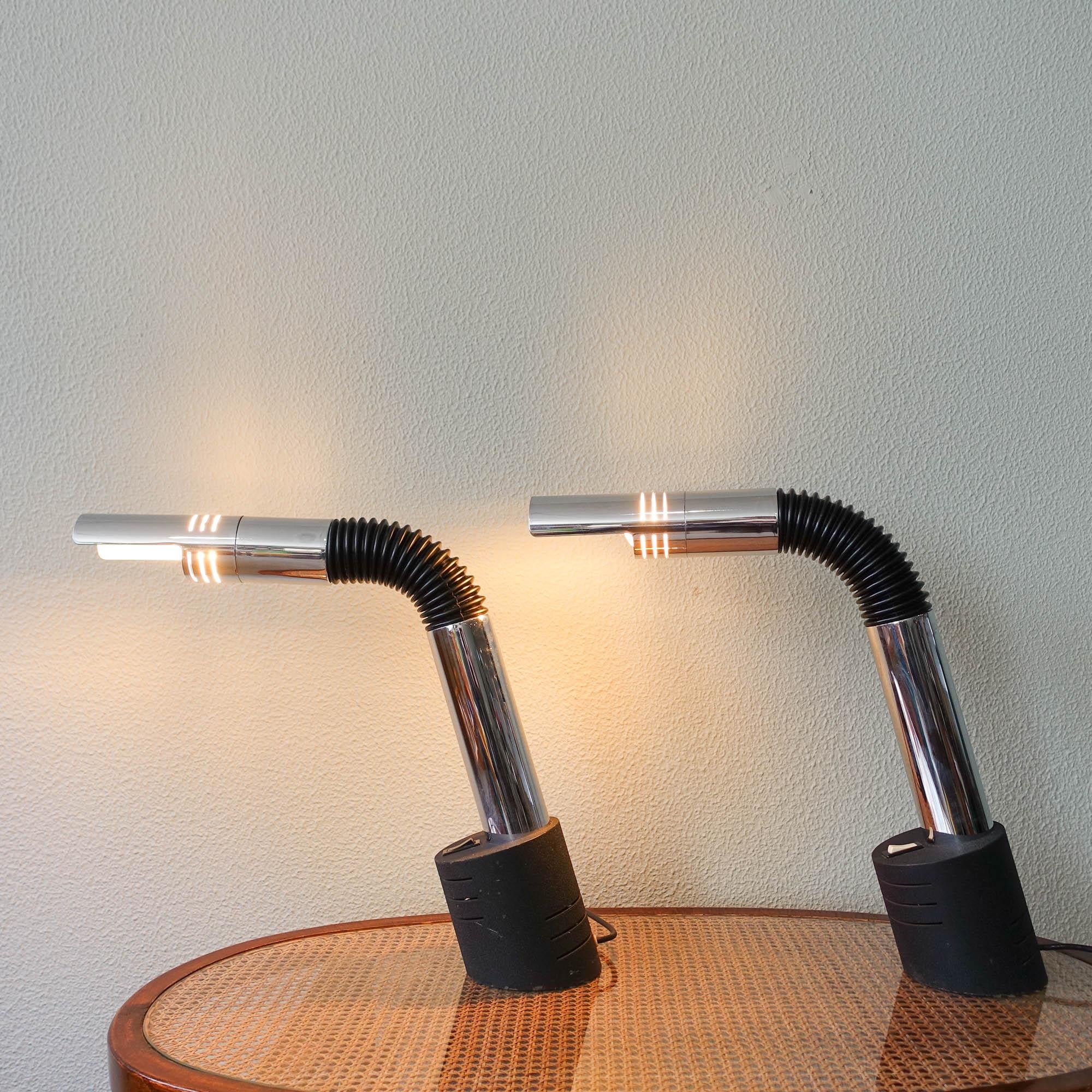 Mid-Century Modern Pair of “Elbow” Table Lamp by E. Bellini for Targetti Sankey, 1970s