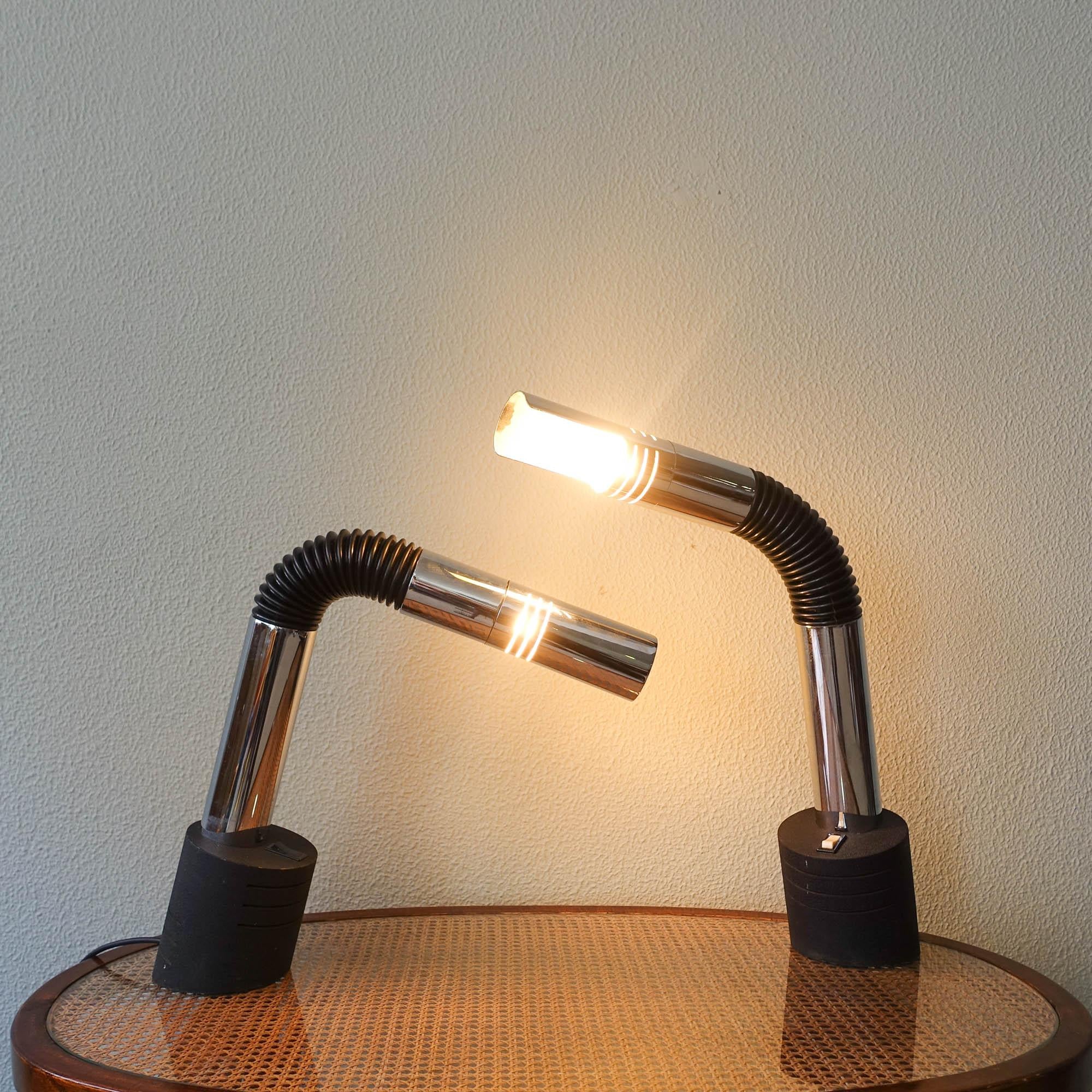 Late 20th Century Pair of “Elbow” Table Lamp by E. Bellini for Targetti Sankey, 1970s For Sale