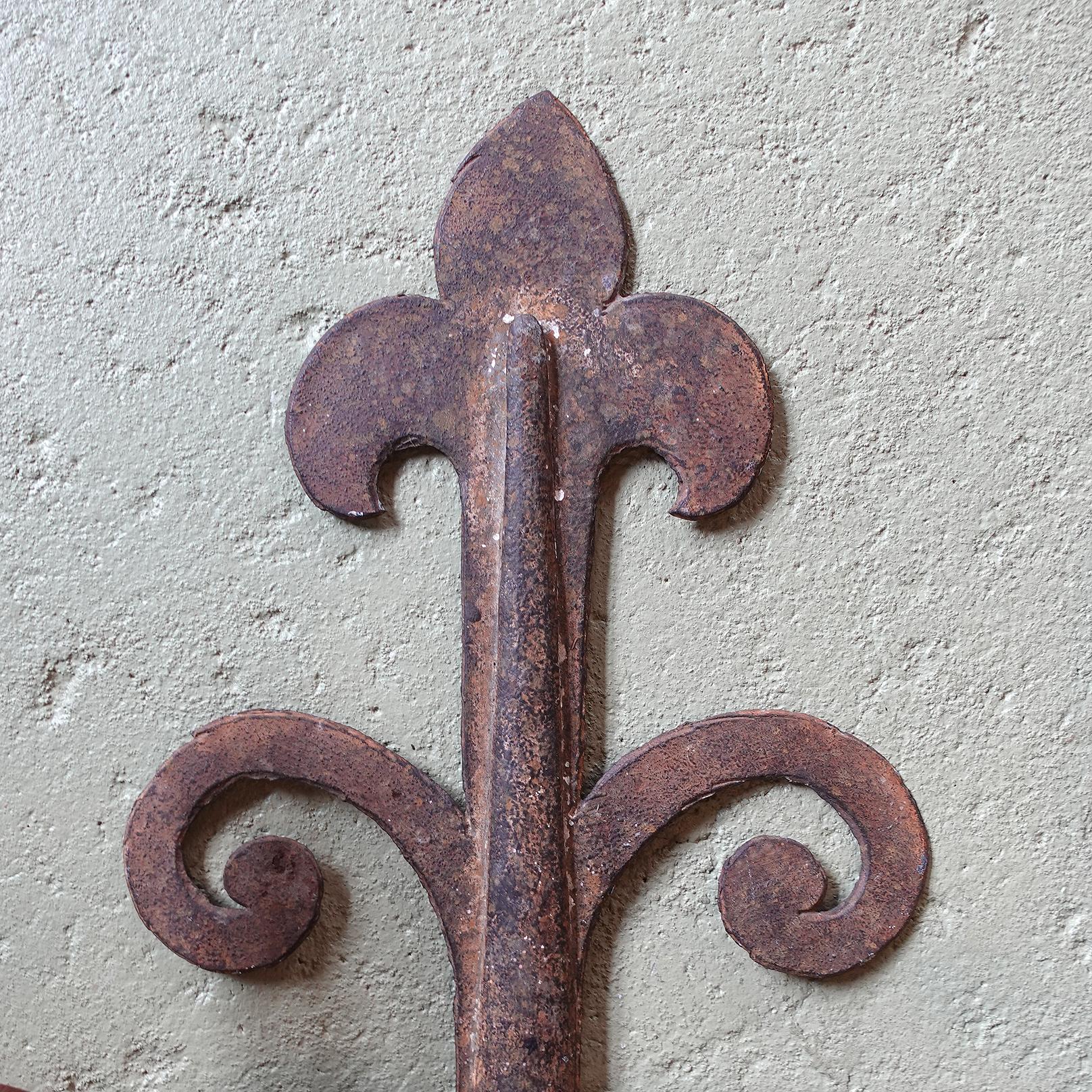 Forged Pair of Electrified 18th century Wrought Iron European Wall Sconces For Sale