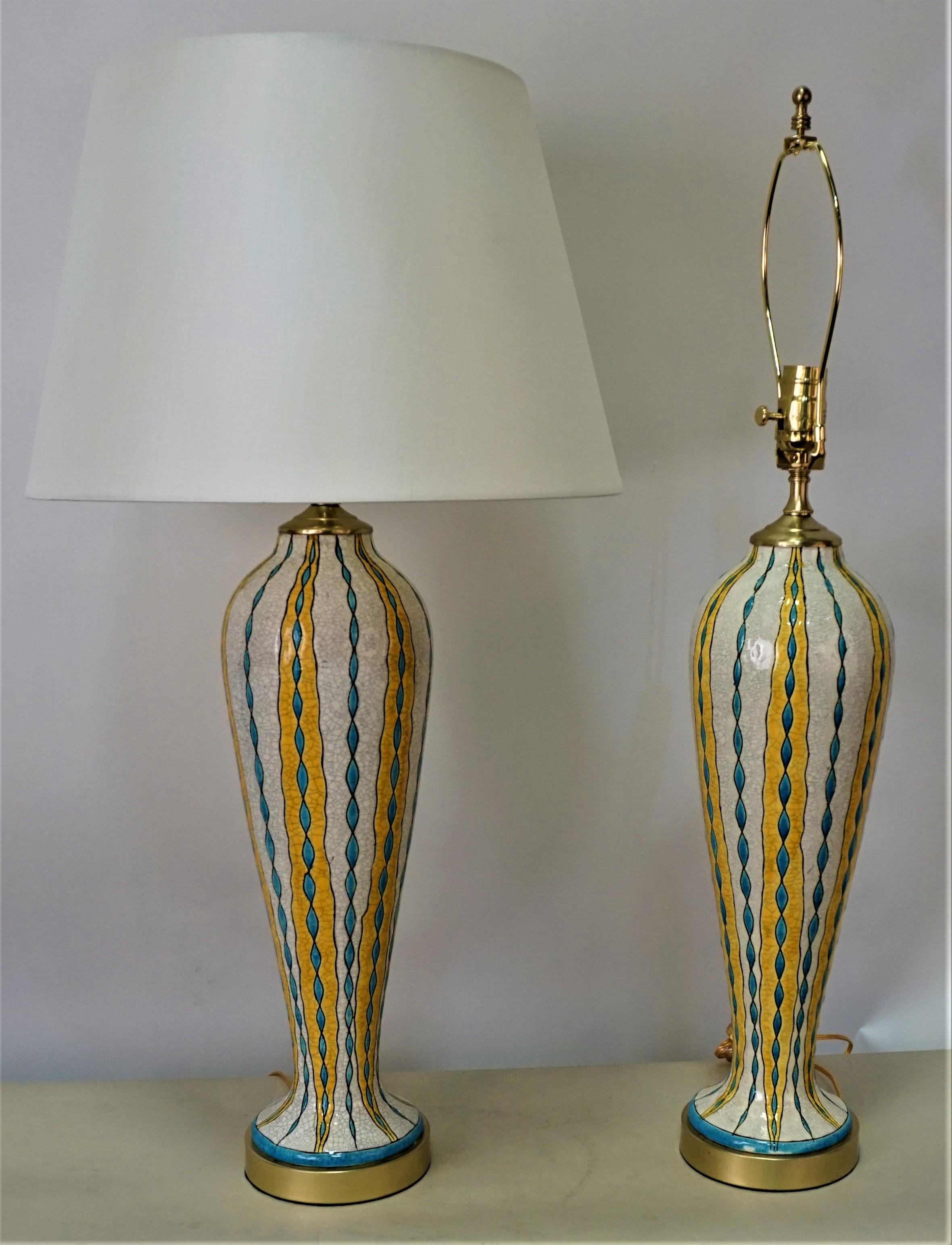 Pair of Electrified Lamps Keramis Art Deco vase by Charles Catteau for Boch 1