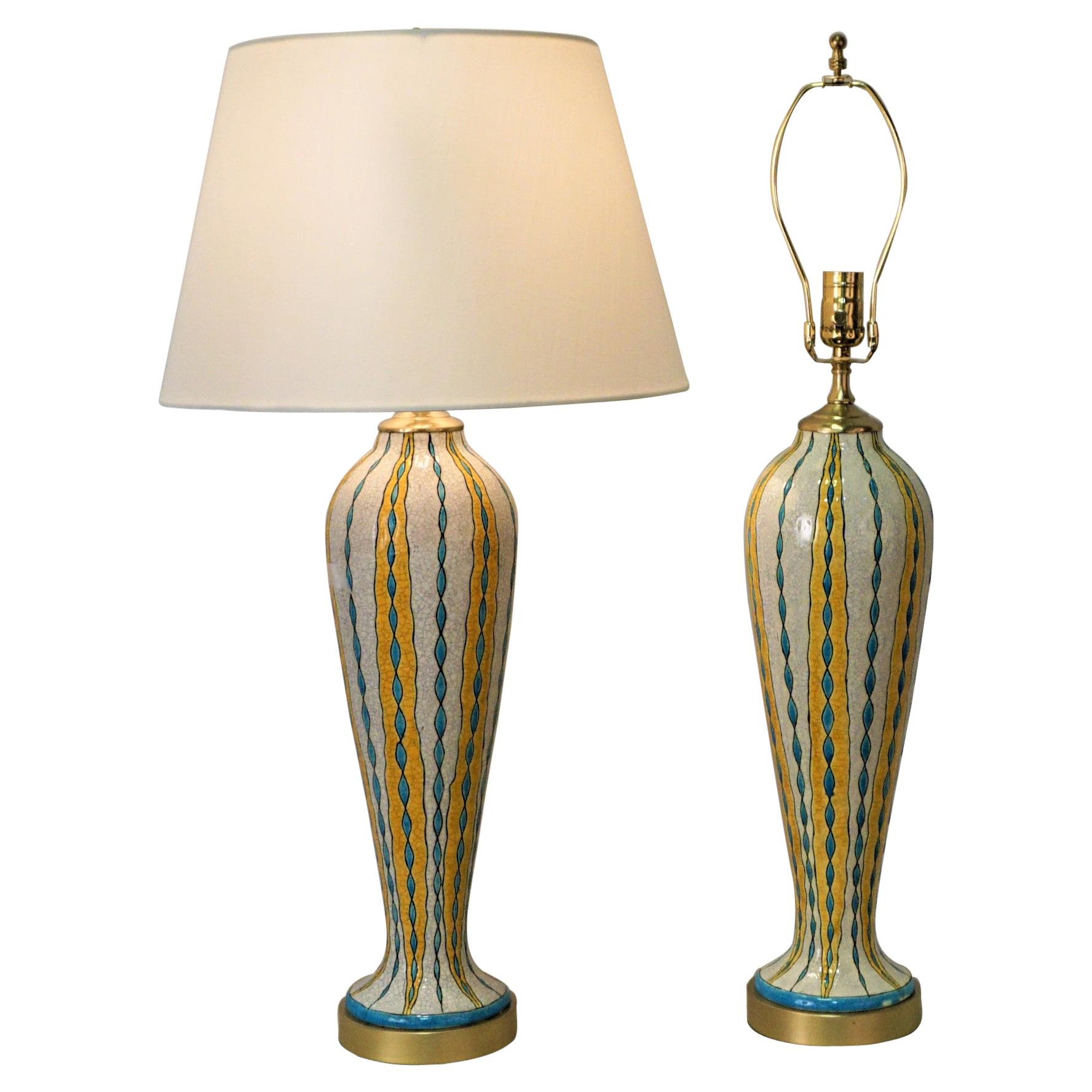Pair of Electrified Lamps Keramis Art Deco vase by Charles Catteau for Boch