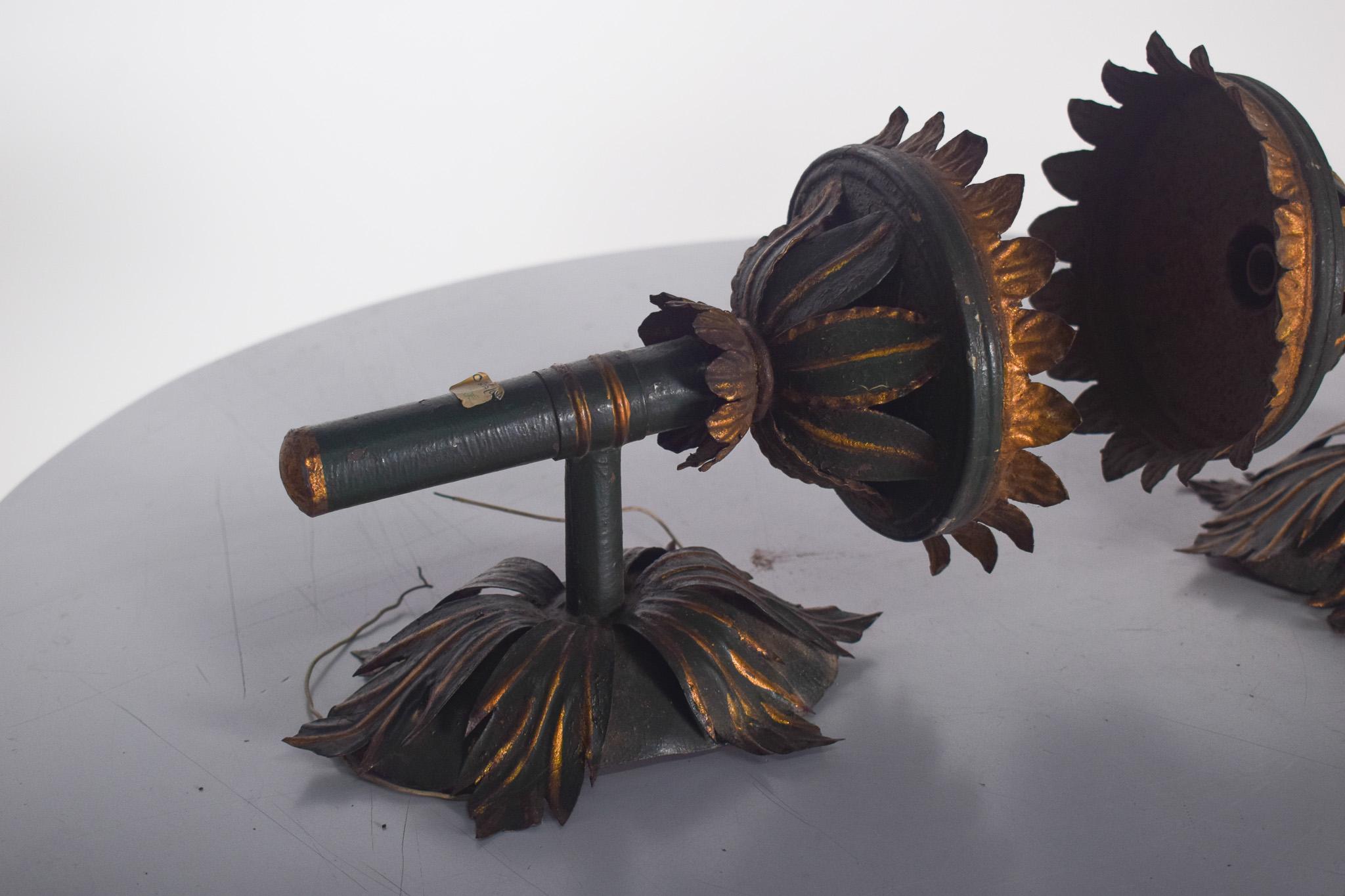 Mid-Century Modern Paire d'appliques en forme de torche électrifiée en vente