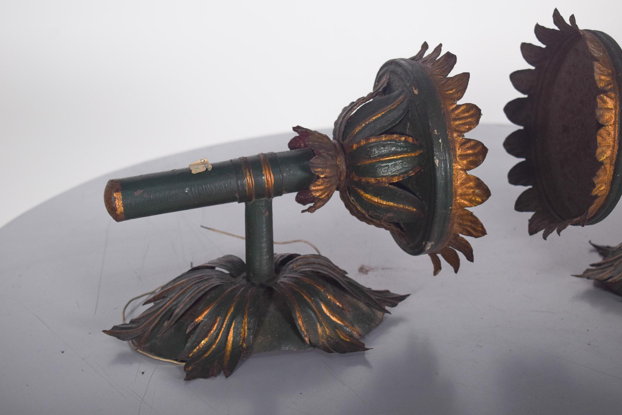 Portugais Paire d'appliques en forme de torche électrifiée en vente