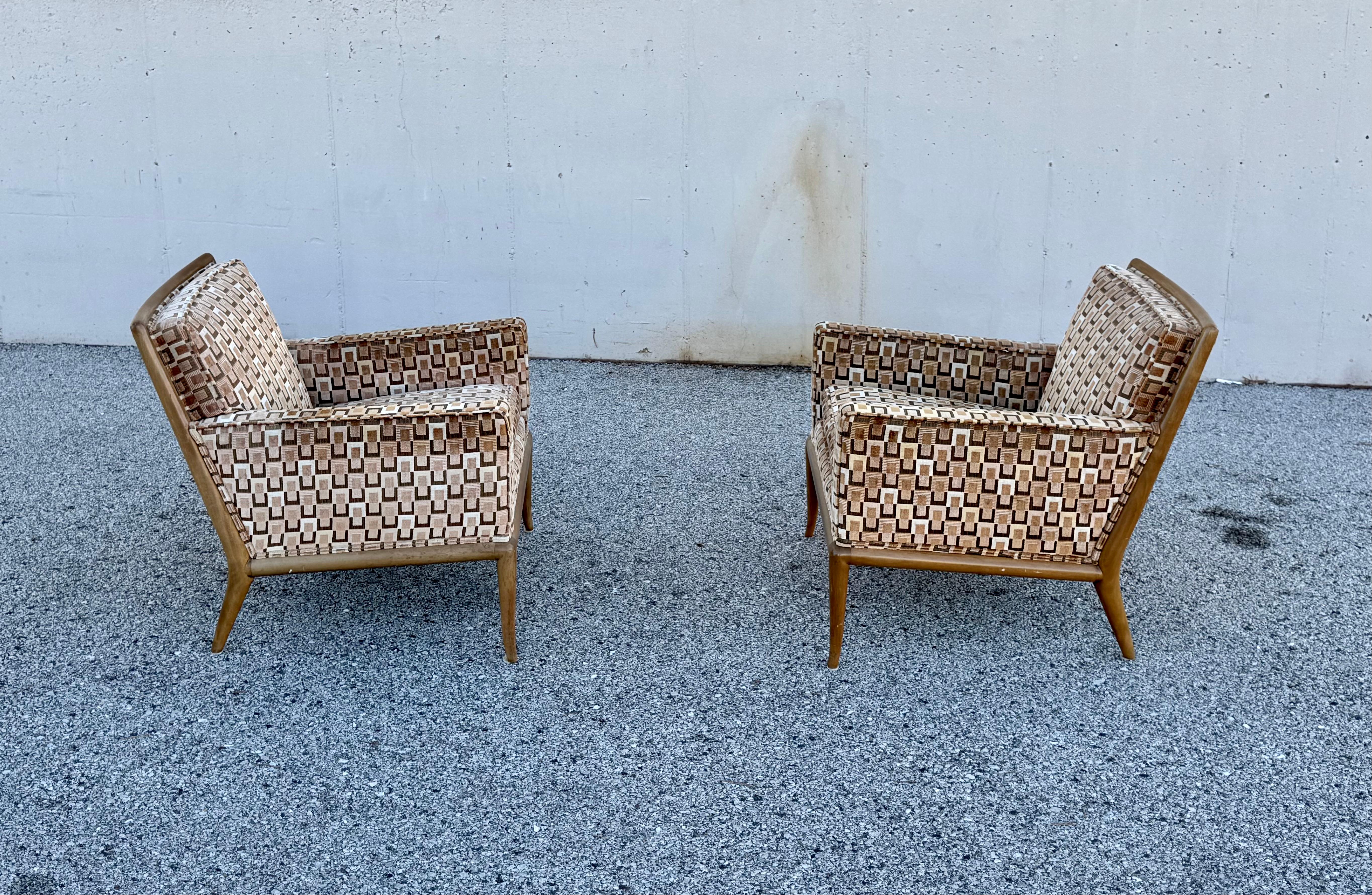 Pair of Elegant 1950s T.H. Robsjohn-Gibbings for Widdicomb Lounge Chairs Estadounidense en venta