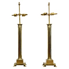 Pair of Elegant 19th Century French Empire Style Bronze Column Table Lamps