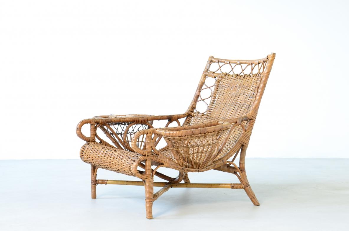 Pair of elegant '50 willow armchairs  In Excellent Condition For Sale In Milano, IT
