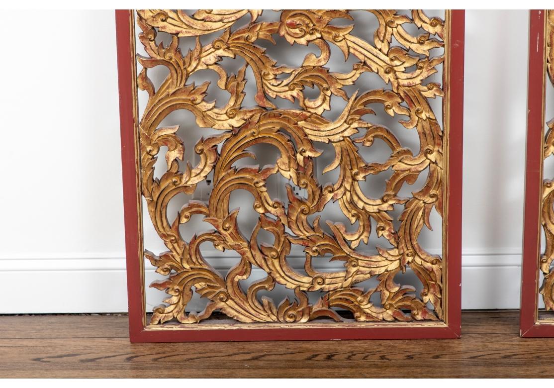 Pair of Elegant Antique Chinese Carved and Gilt Panels For Sale 1