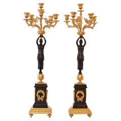 Pair of Elegant Antique Gilt Bronze Table Candelabras
