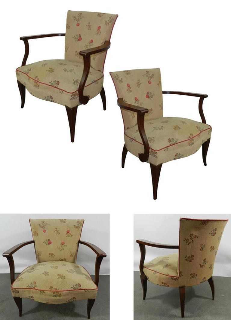 Paire d'élégants fauteuils Art Deco, vers 1940/1950 en vente 6