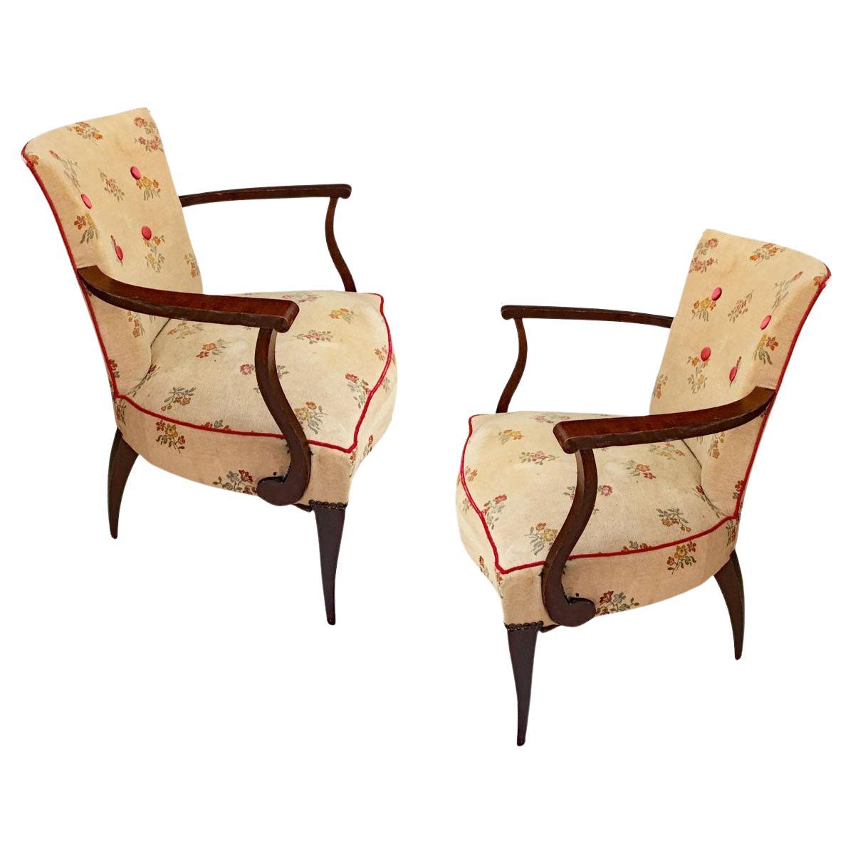 Pair of Elegant Art Deco Armchairs, circa 1940/1950