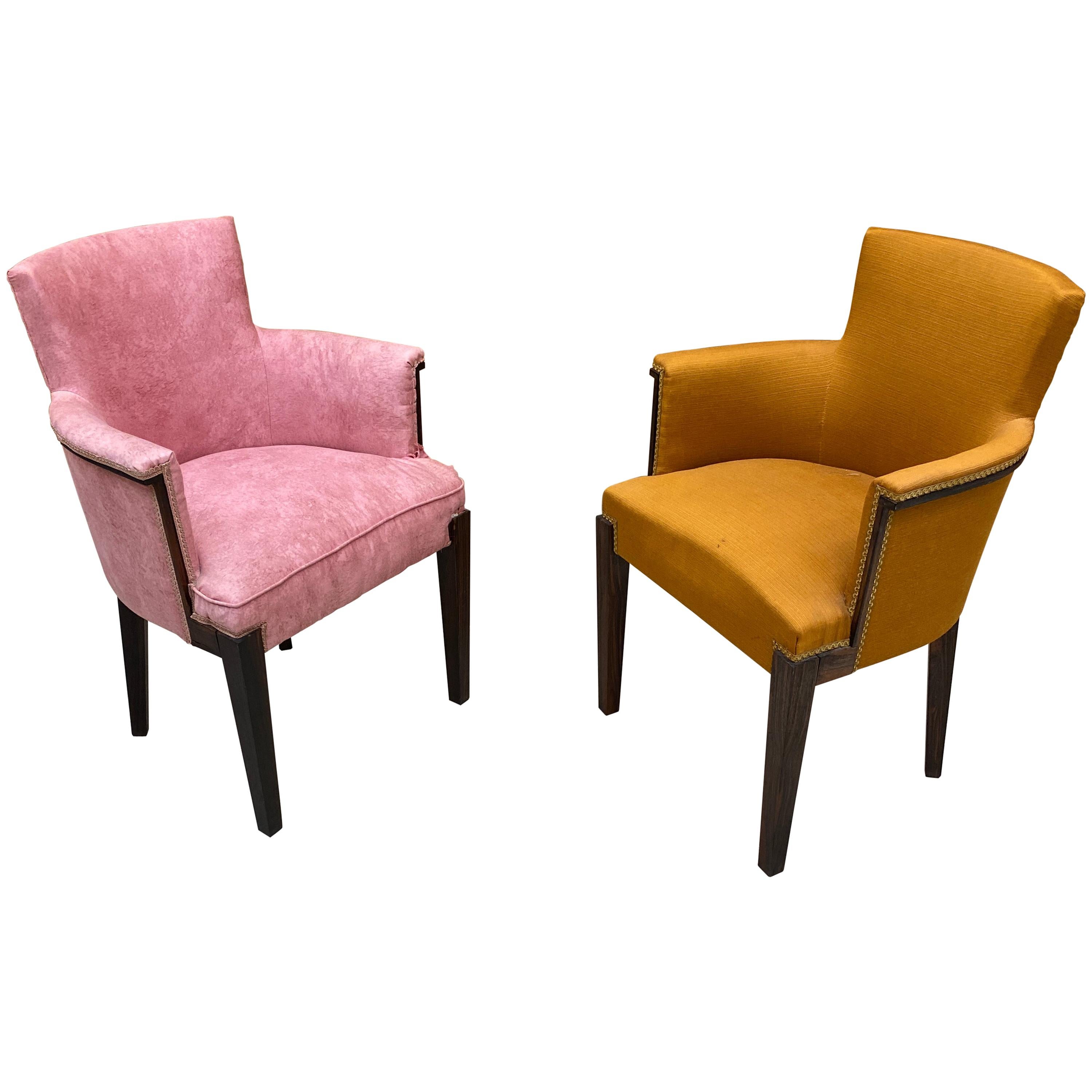 Pair of Elegant Art Deco Armchairs in the Style of Dominique, circa 1930-1940 For Sale