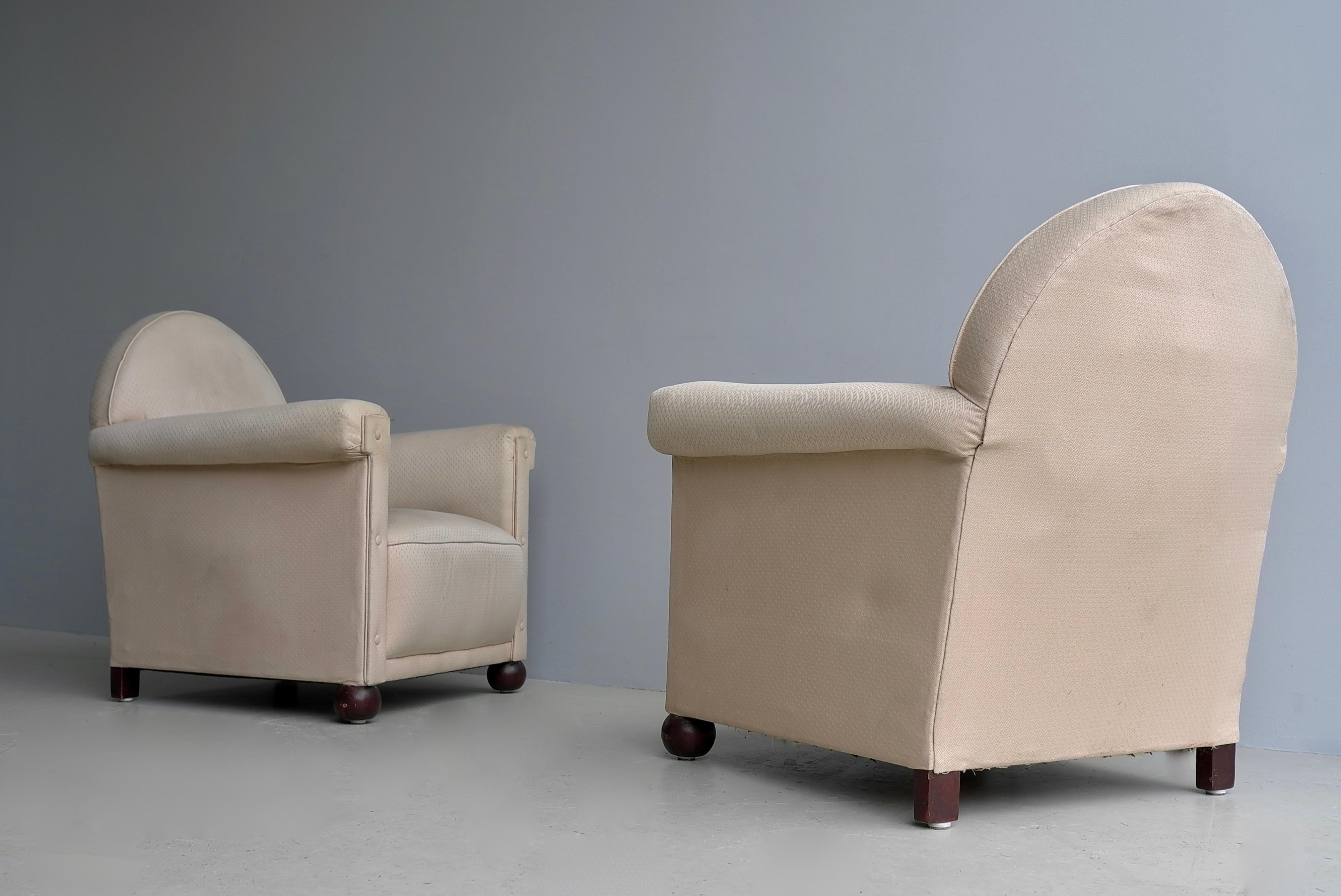 Mid-20th Century Pair of Elegant Art Deco Club Armchairs, France 1930's