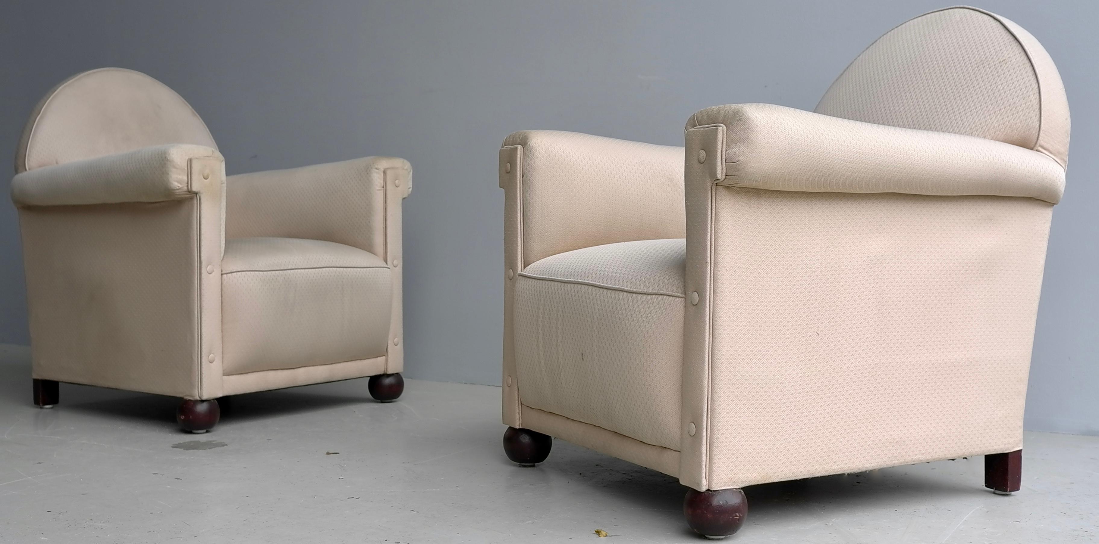 Velvet Pair of Elegant Art Deco Club Armchairs, France 1930's