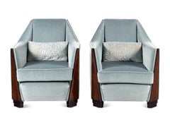 Pair of  Art Deco Macassar Lounge Chairs in the Manner of  Maison Dominique