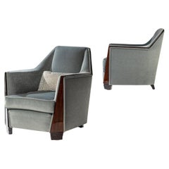 Pair of Elegant  Art Deco Macassar Ebony Lounge Chairs by Maison Dominique