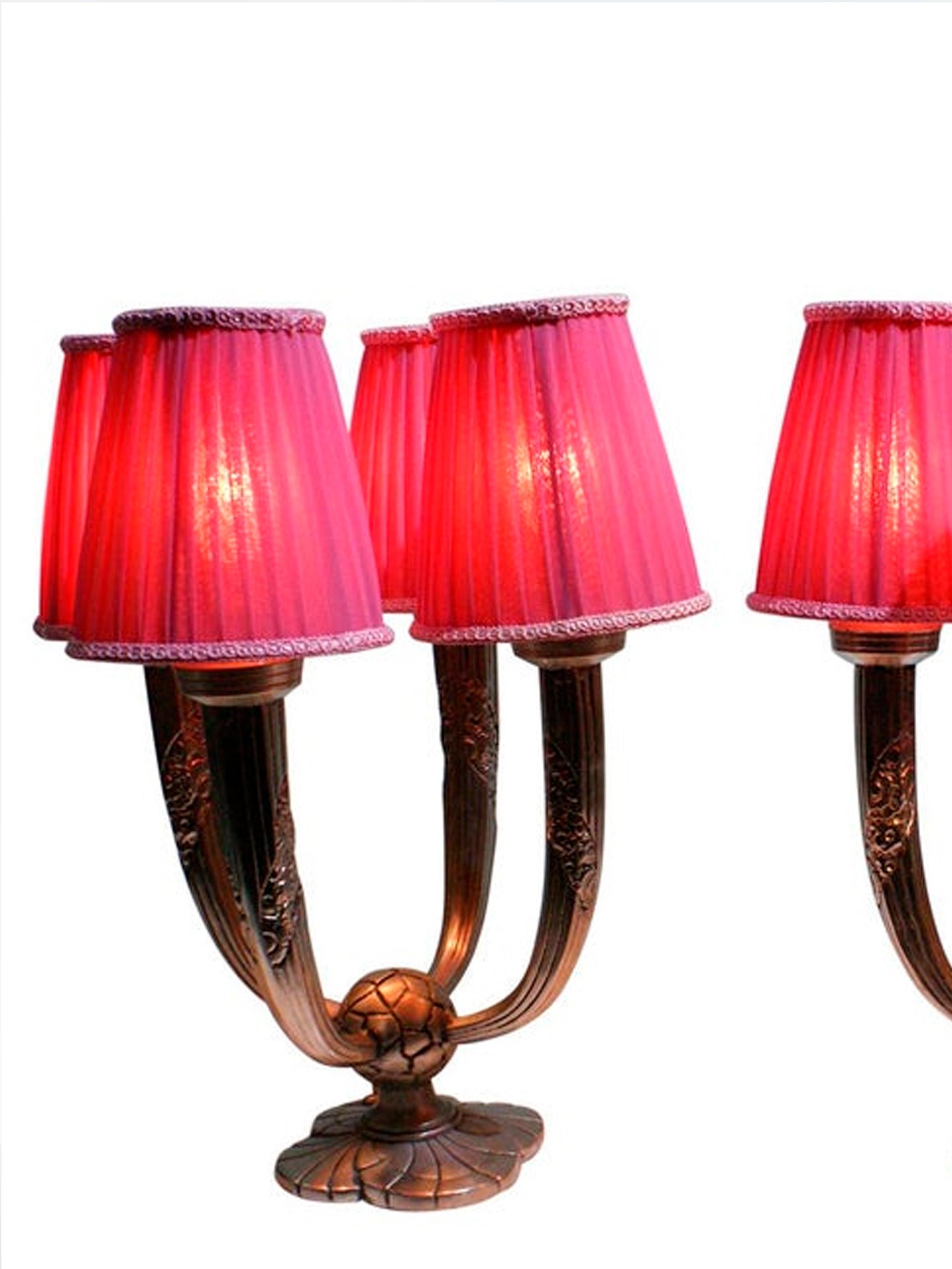 Pair of Elegant Art Deco Table Lamp Signed “Limousin” 'Maker' In Good Condition For Sale In Beirut, LB