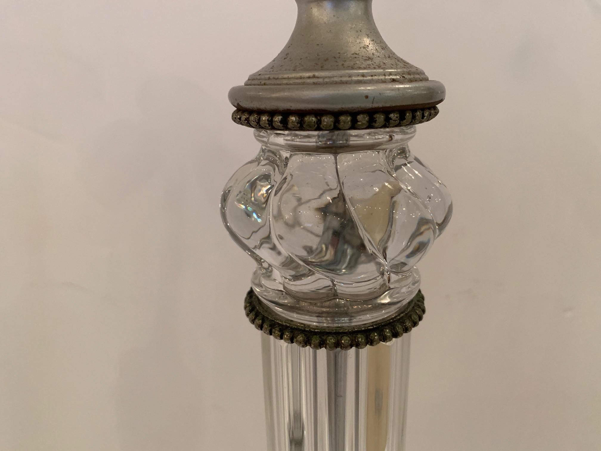 French Pair of Elegant Baccarat Style Table Lamps