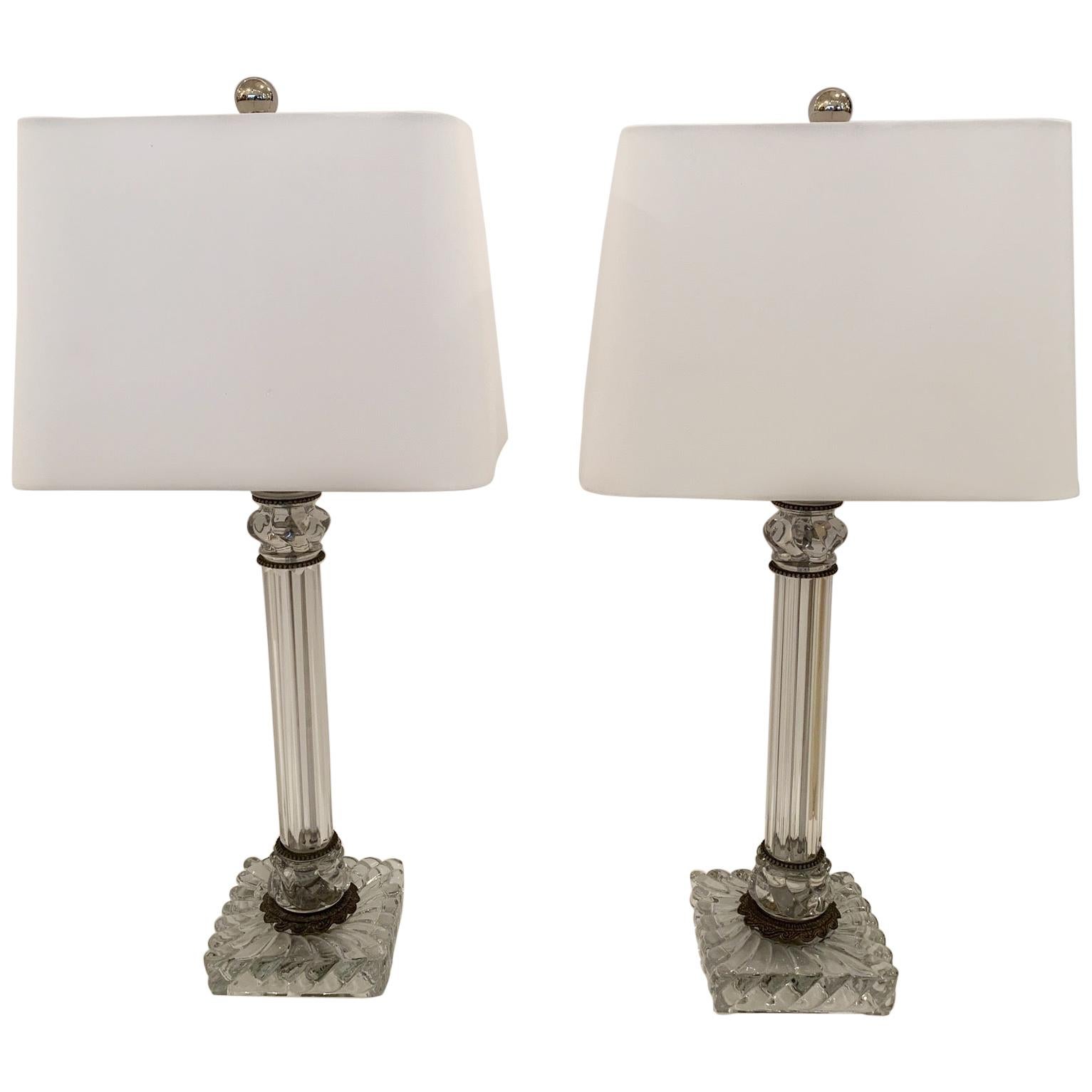 Pair of Elegant Baccarat Style Table Lamps