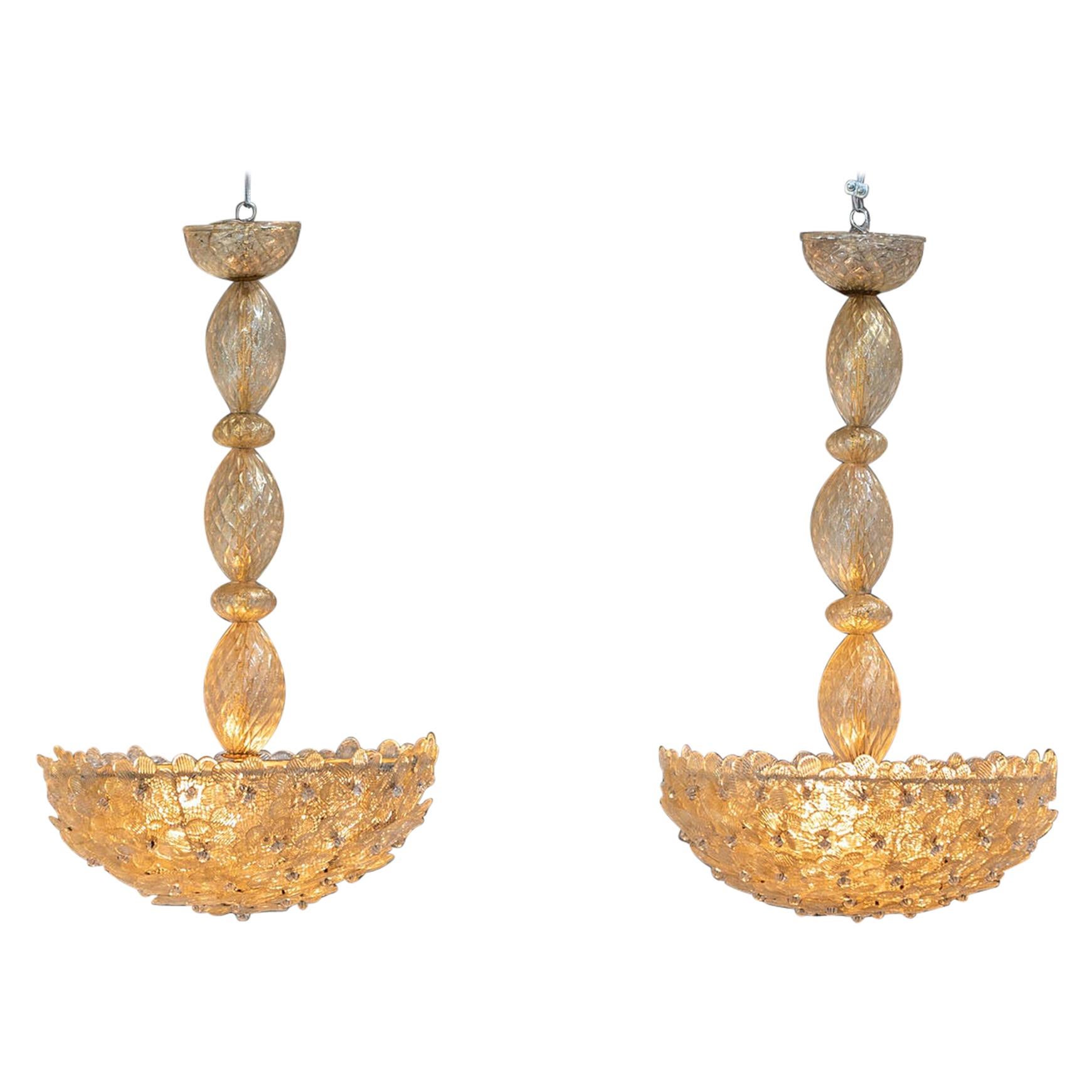 Pair of Elegant Barovier Pendants 