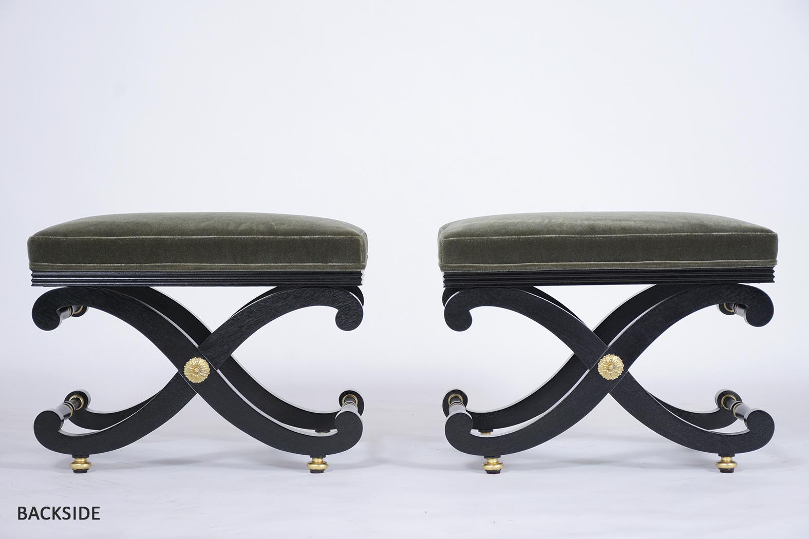 Carved Pair of Elegant Benches