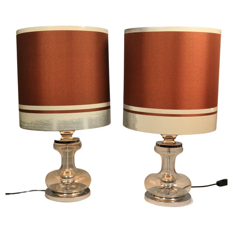 Pair of elegant big Table Lamps by Richard Essig, Germany, 1970s, Glass