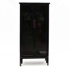 Pair Of Elegant Black Polished Cabinets In Ming Style.