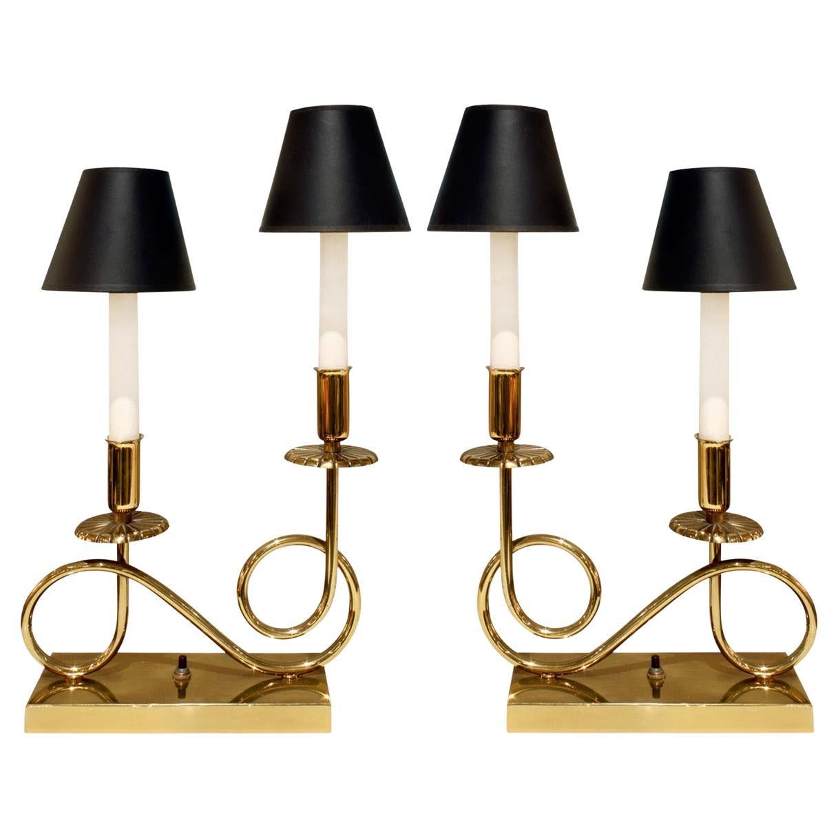 Pair of Elegant Brass Lamps in the Manner of Tommi Parzinger 1950s