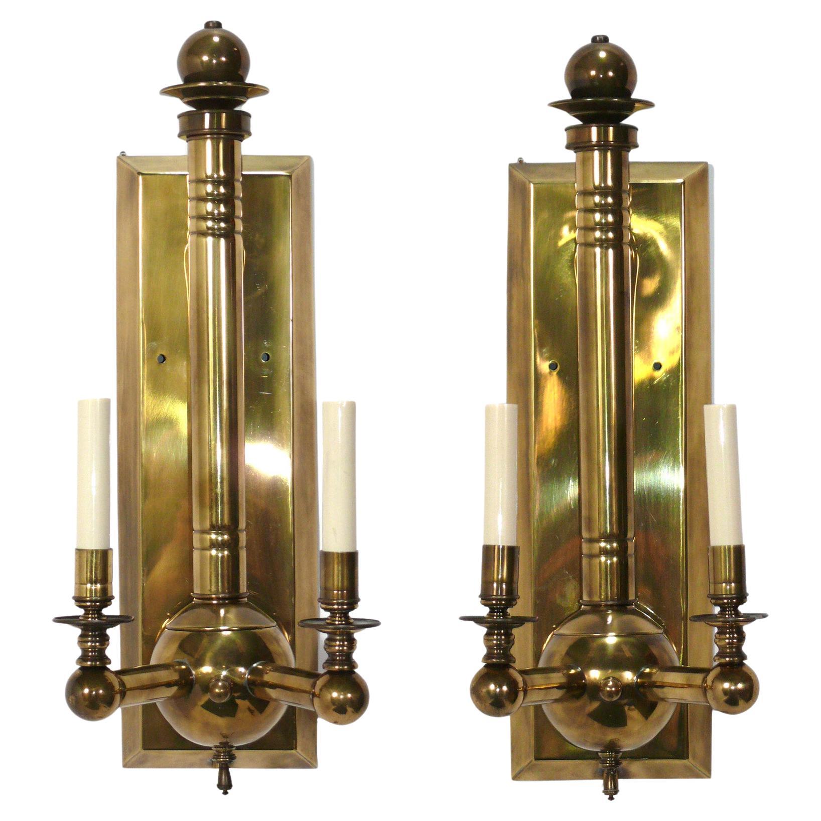 Pair of Elegant Brass Sconces by Hart Associates