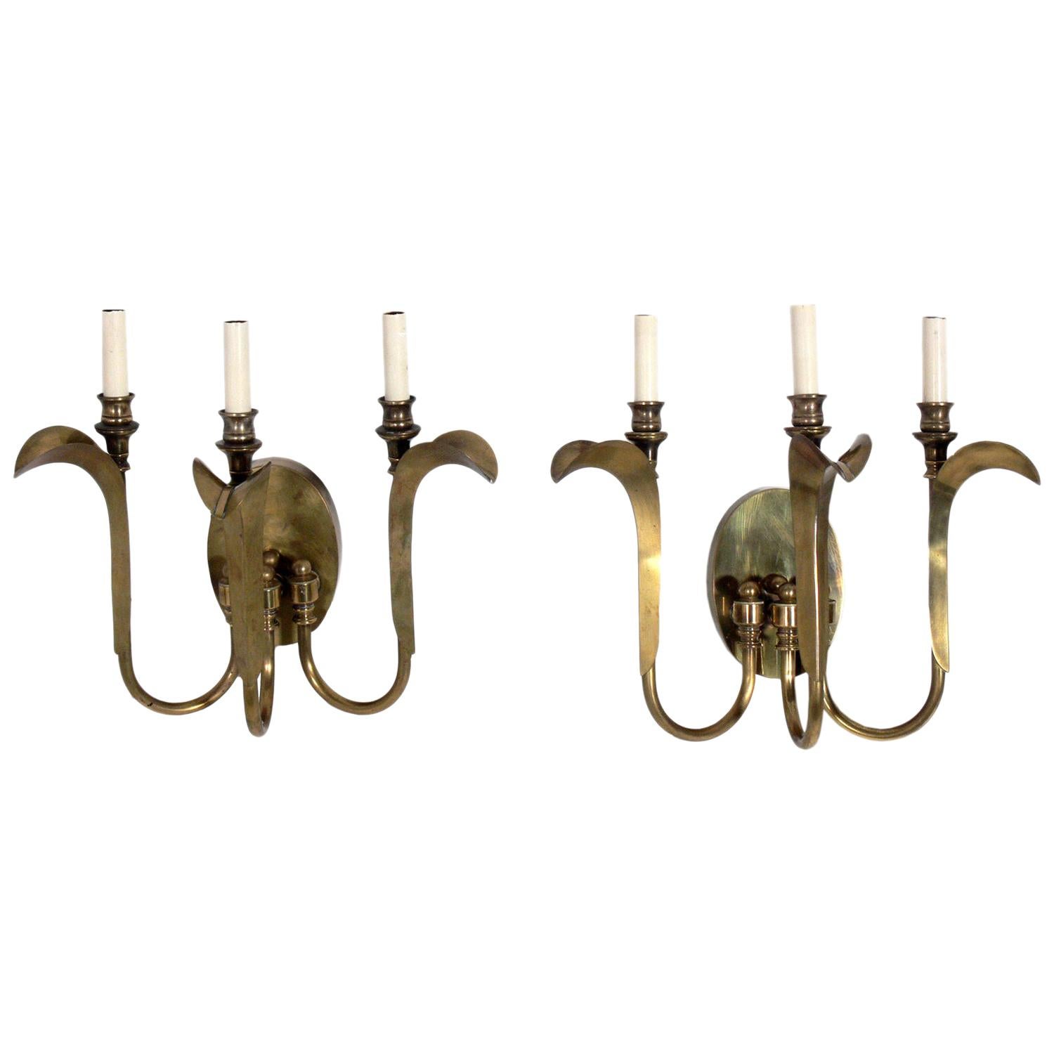 Pair of Elegant Brass Sconces