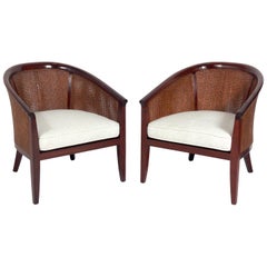 Vintage Pair of Elegant Caned Back Tub Chairs