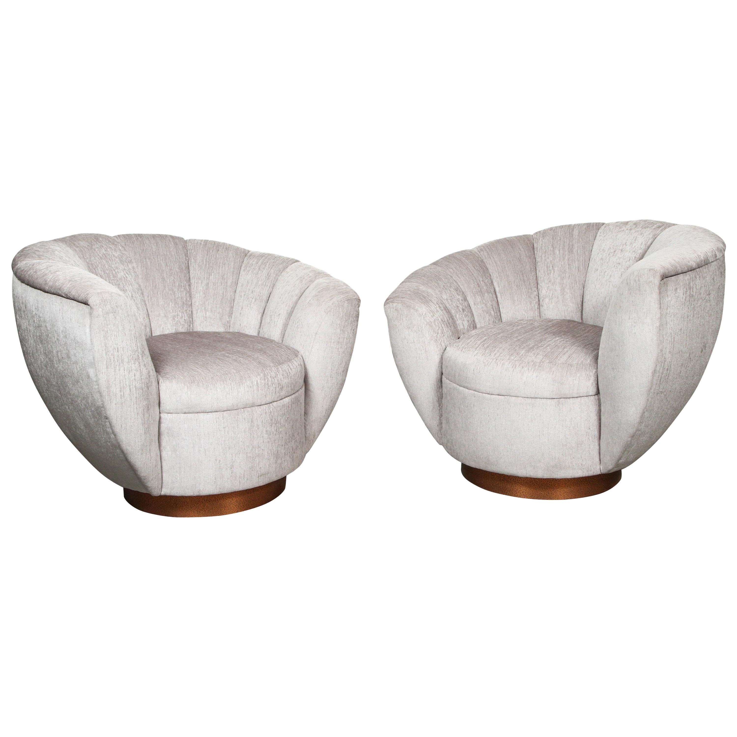 Pair of Elegant Channel Back Club Chairs