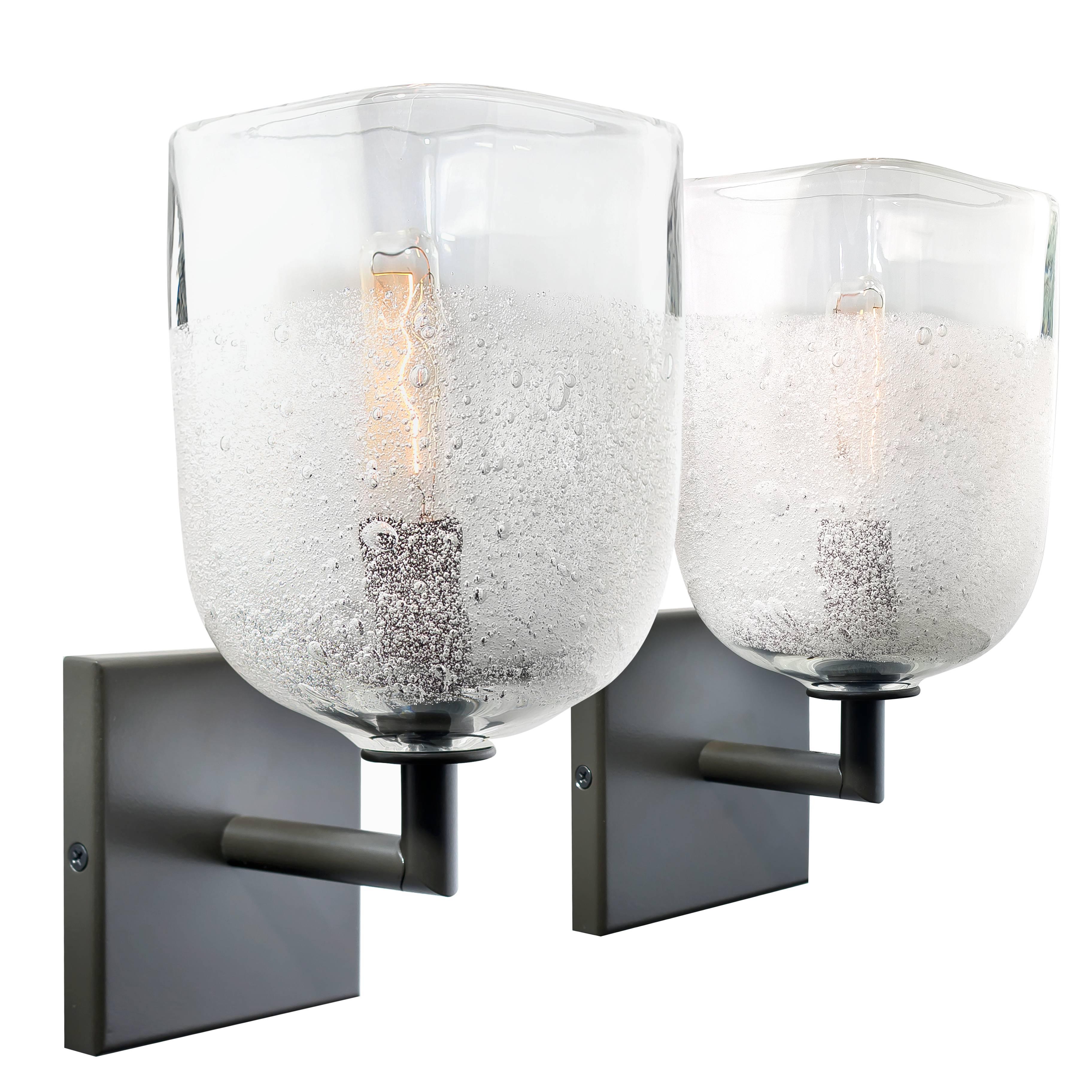 Pair of Clear Square Glass Sconces • Hand Blown Glass • In Stock