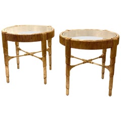 Pair of Elegant Contemporary Cocktail or End Tables in Silver leaf Finish