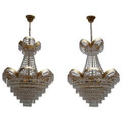 Retro One Elegant Crystal and Brass Chandelier