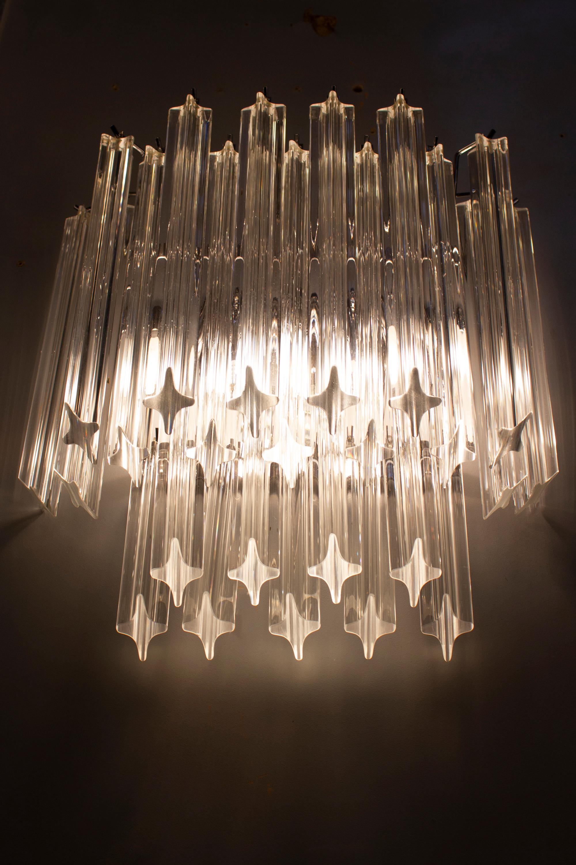 Pair of Elegant Crystal Prism Wall Sconces, 1980 For Sale 2