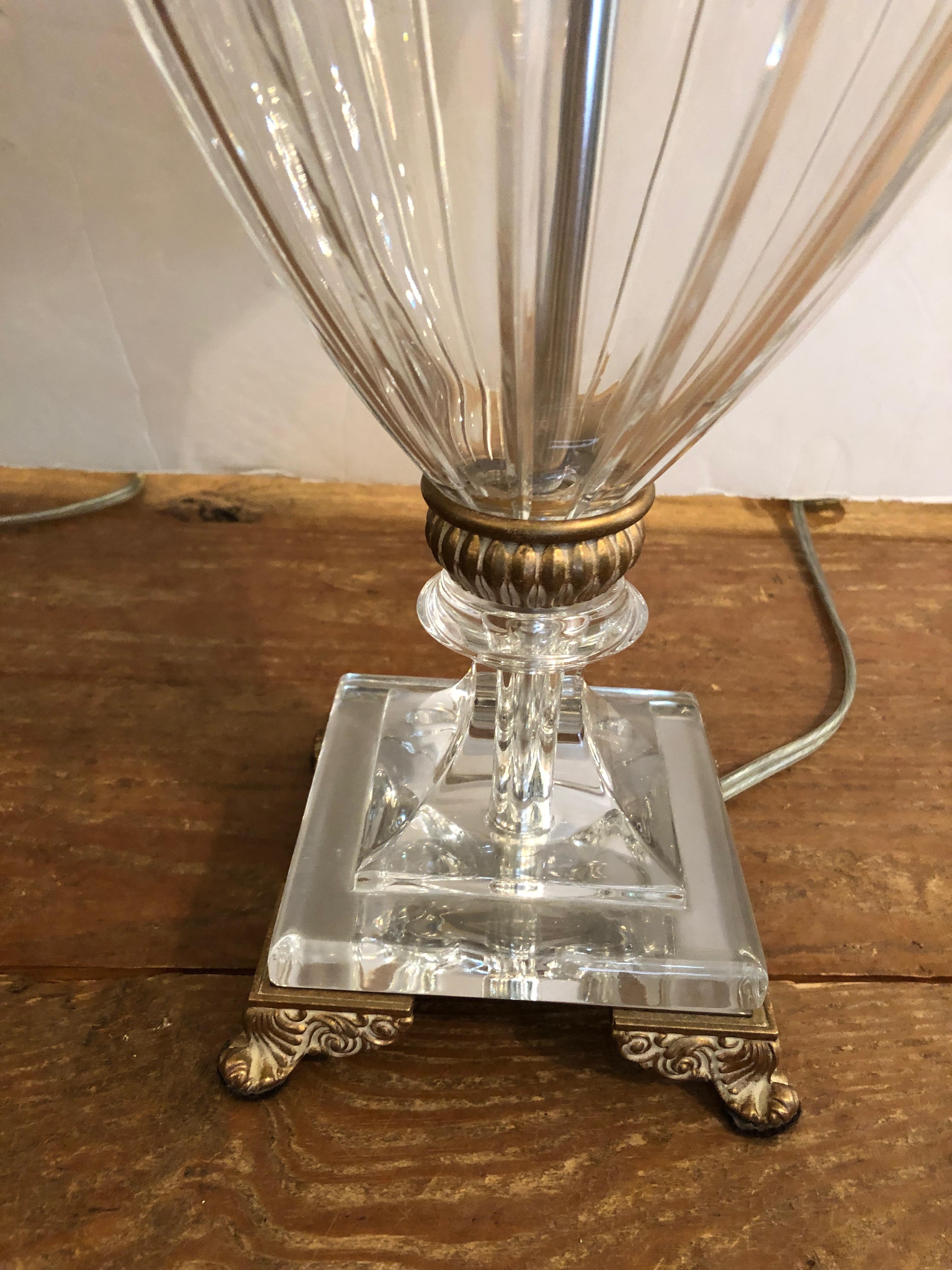 Pair of Elegant Crystal Schonbek Lamps For Sale 2