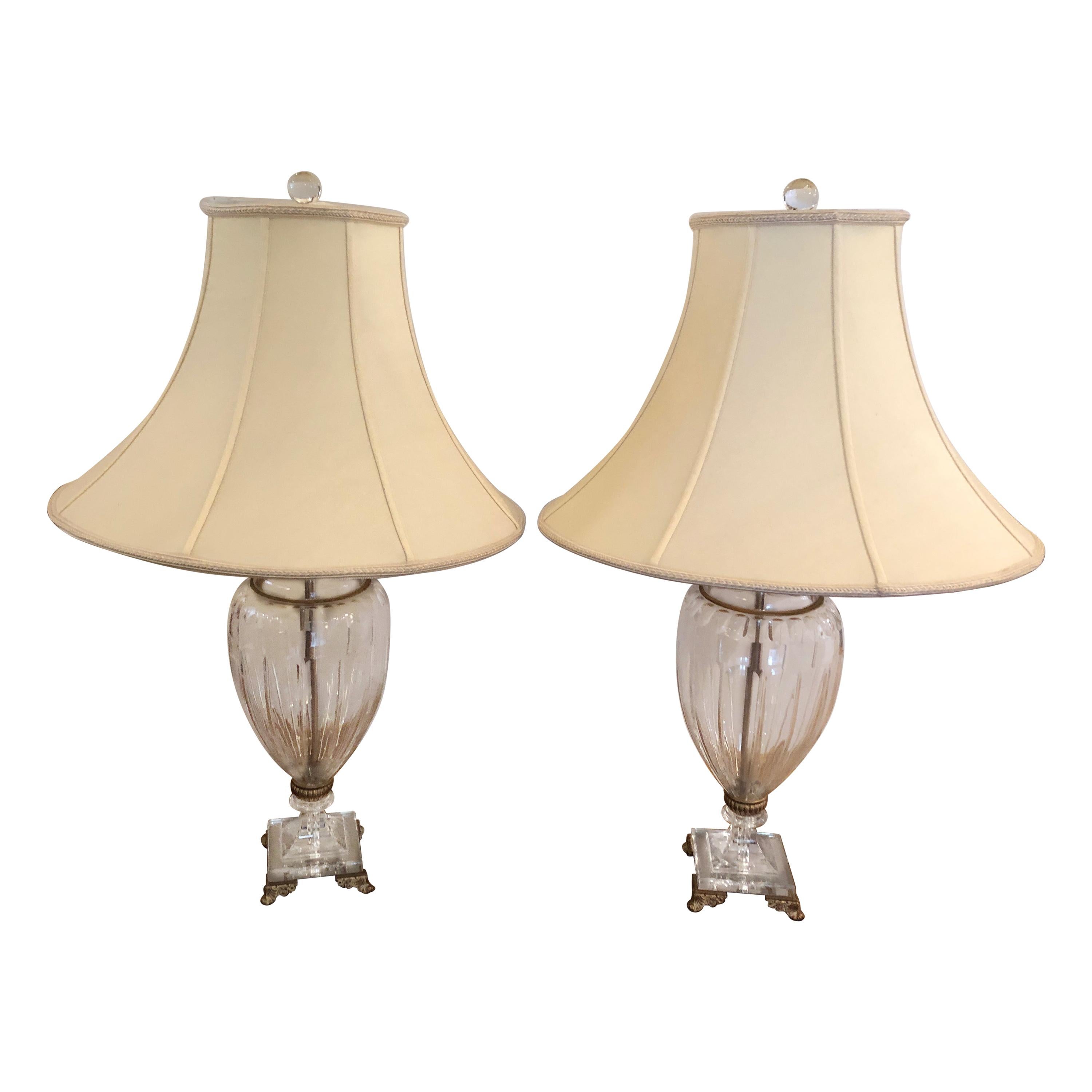 Pair of Elegant Crystal Schonbek Lamps