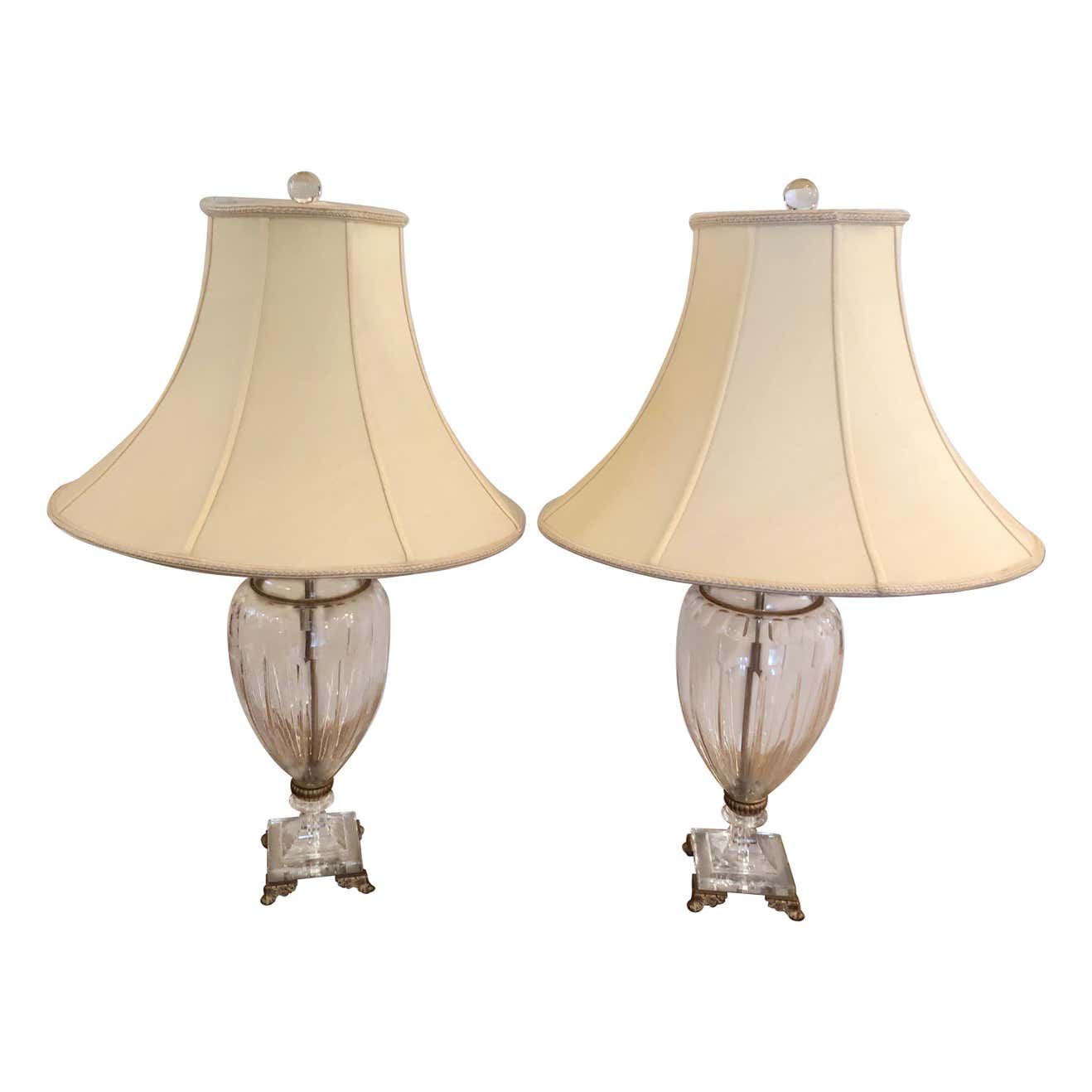 Pair of Elegant Crystal Schonbek Lamps For Sale at 1stDibs